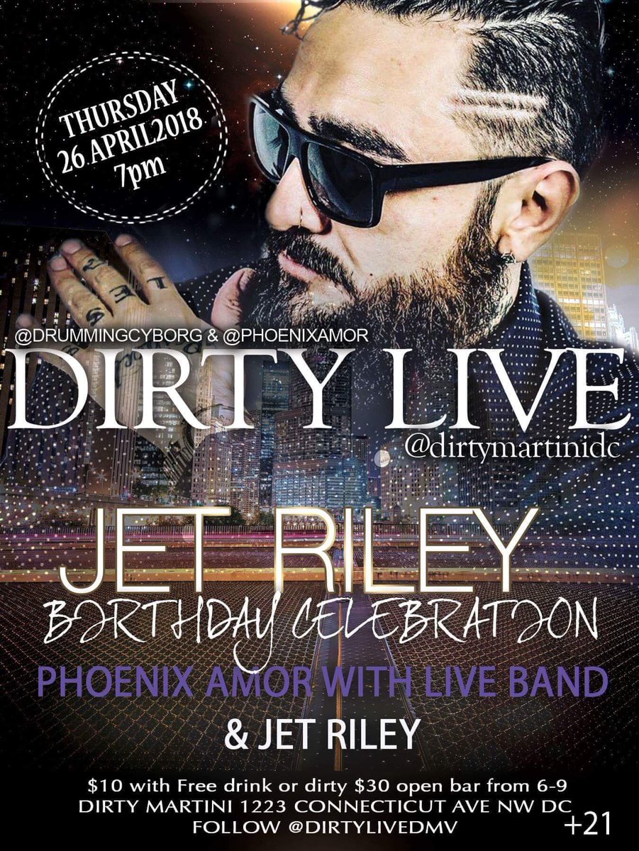 mrjetriley's tweet photo. So my birthday is this Friday.. but on Thursday I’ll be performing at Dirty Martini at 1223 Connecticut Ave NW DC! $10 to get in, also comes with a free drink 🍹🍸.  I would l be it if y’all would come party with me! https://t.co/tQgtLmwgq9