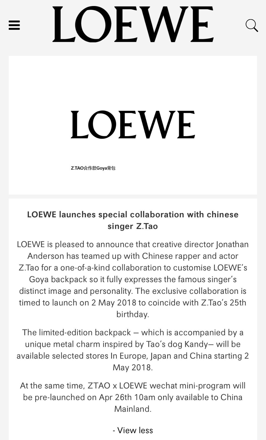 hztttao on X: Tao was bringing Z.TAO x LOEWE goya backpack