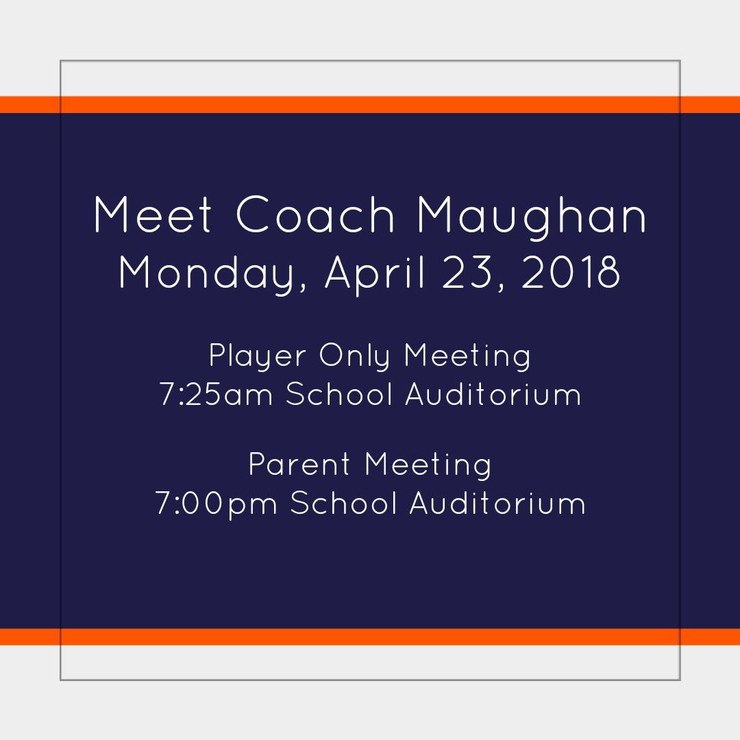 BrightonBengal's tweet photo. Come meet our new coach on Monday, April 23rd!  Players meet at 7:25am in BHS Auditorium; parents meet at 7:00pm in Auditorium.  Get ready for 2018 Bengal Football! https://t.co/gdUkWSxJa2
