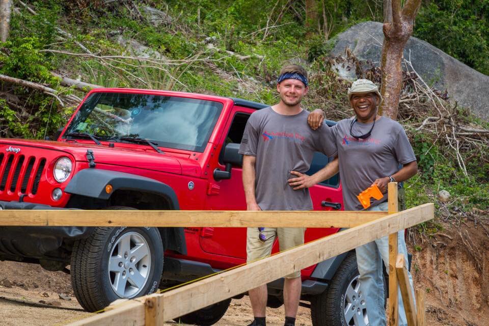 AWDisaster's tweet photo. #AWDR members working hard in efforts to build a house for a combat veteran in Vieques, Puerto Rico #WeArePR #ChangeForAChange #PayItForward #Vieques https://t.co/NSsz5pi1S6