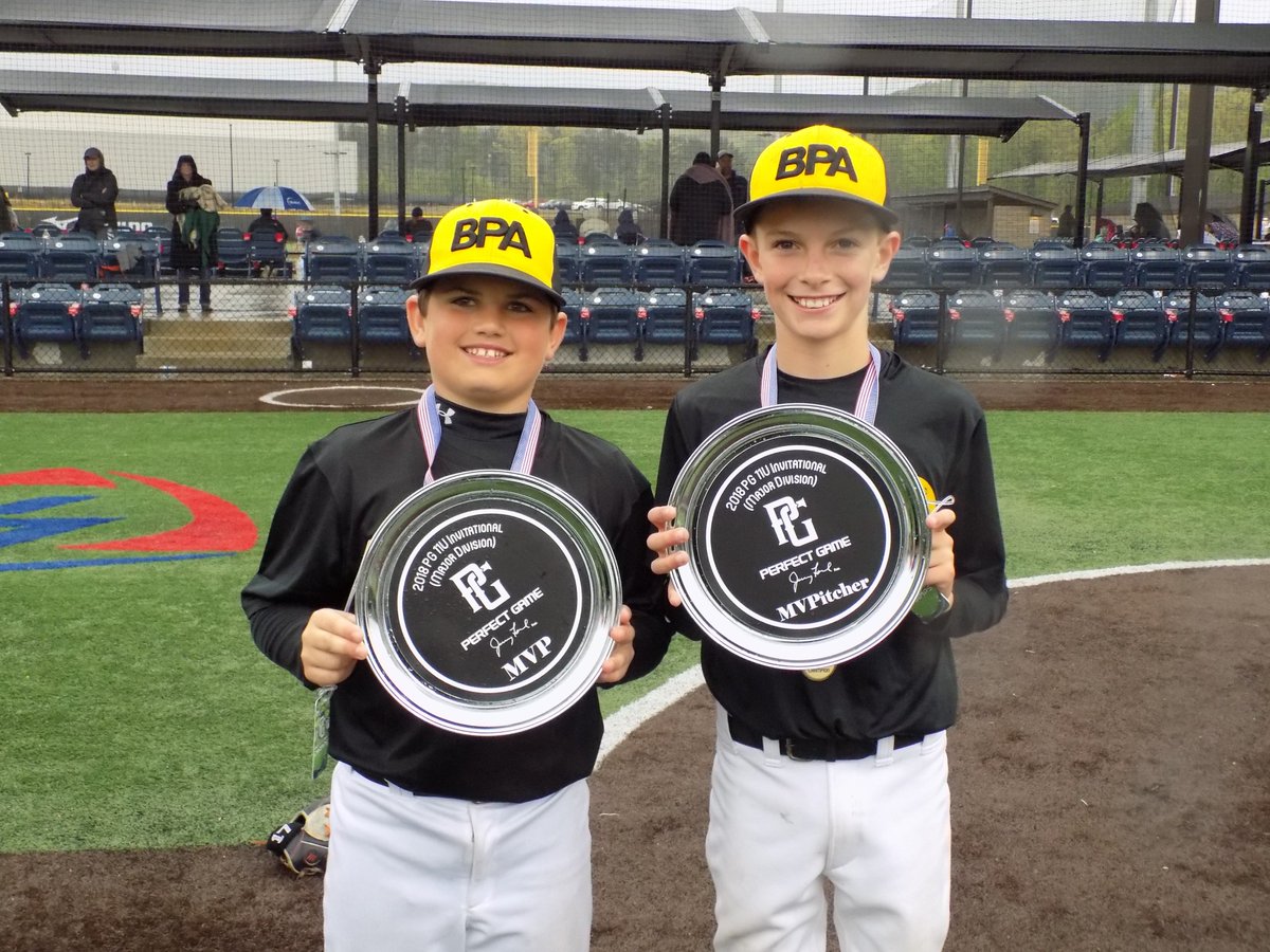 PGYouthBB's tweet photo. Congrats to Cooper Flemming on winning MVPitcher and Cole Prosek on winning MVP at the 11U Invitational (Major Division)! #PGTourney https://t.co/riDCw7MdjJ