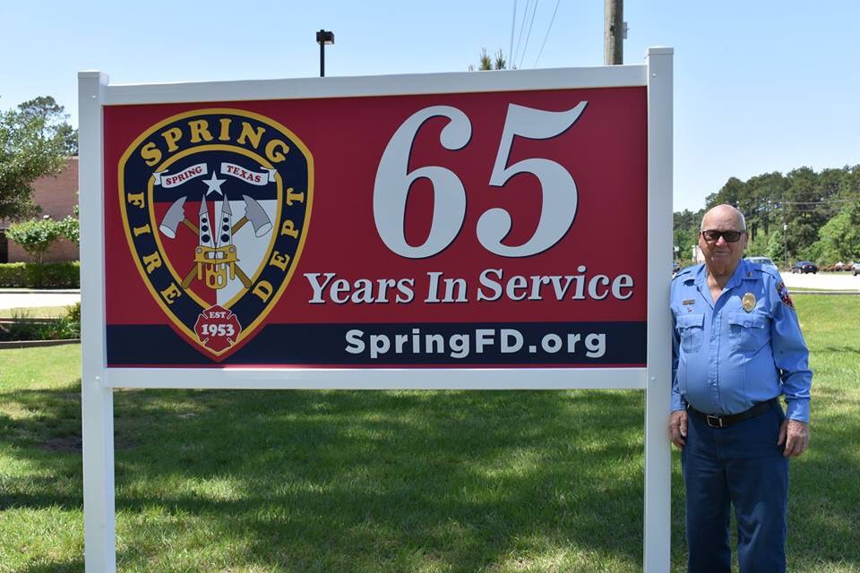 Springfdtx's tweet photo. W.W. "Cotton" Weaver signed up as a volunteer in 1953, the very first year of the Spring Fire Department. He rose to become Chief and we are #SpringFireProud to call him "The Legend" and that our future training center will bear his name. #65YearsInService https://t.co/DIHHxJFyVE