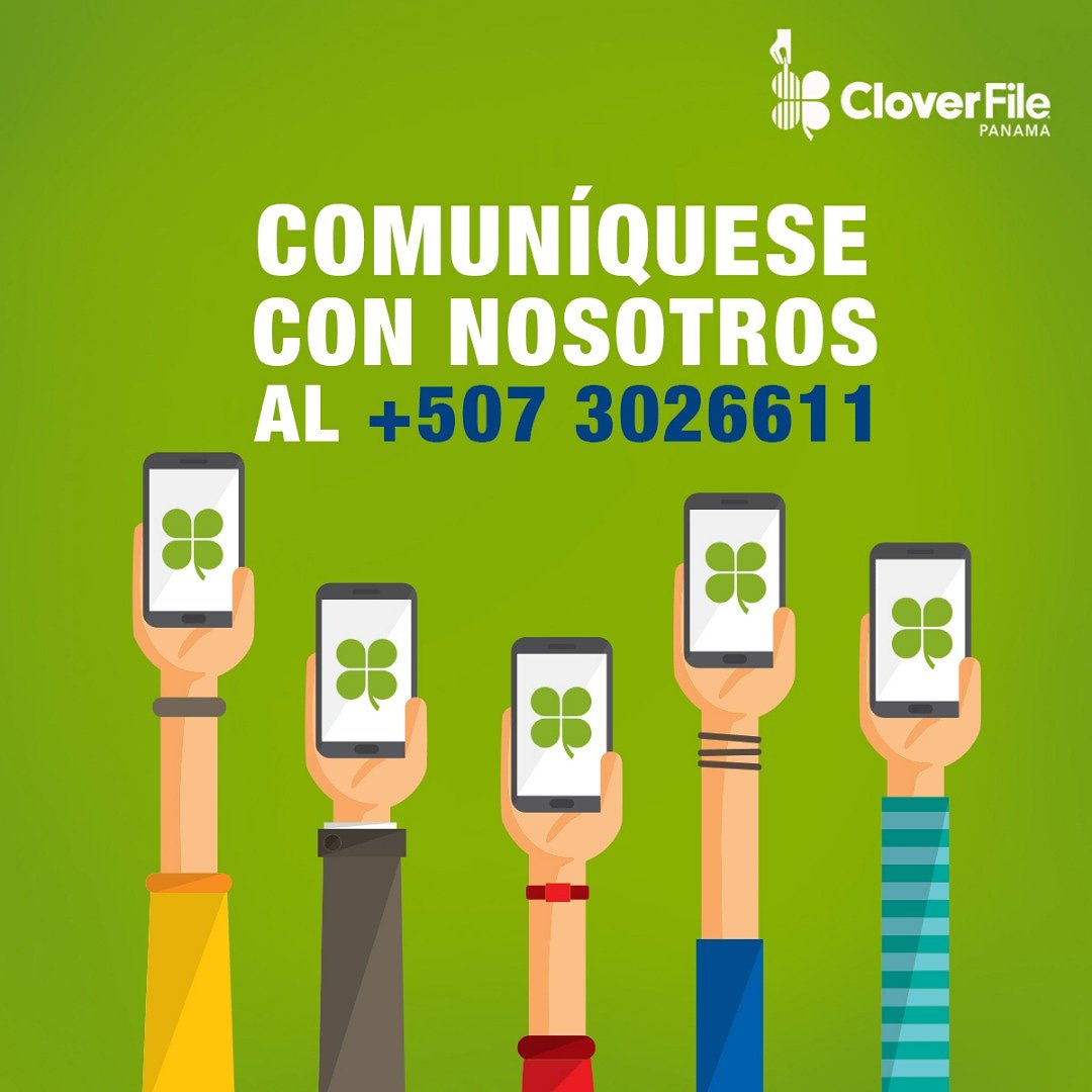 CloverFile_PA's tweet photo. No dude en ingresar a nuestras redes sociales y comuníquese con nosotros a través del número telefónico +507 3026611 o visite nuestra página we https://t.co/9eLDDJpin2 para ser parte de la empresa pionera en gestión documental.  ¡Clover es su aliado número uno! https://t.co/KJwgNvlLHy