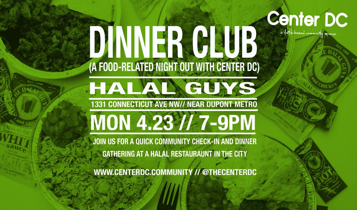 Join CenterDC for our new community social gathering - we'll meet up at a halal restaurant in the DMV and hang out over food &amp; conversation. All are welcome!