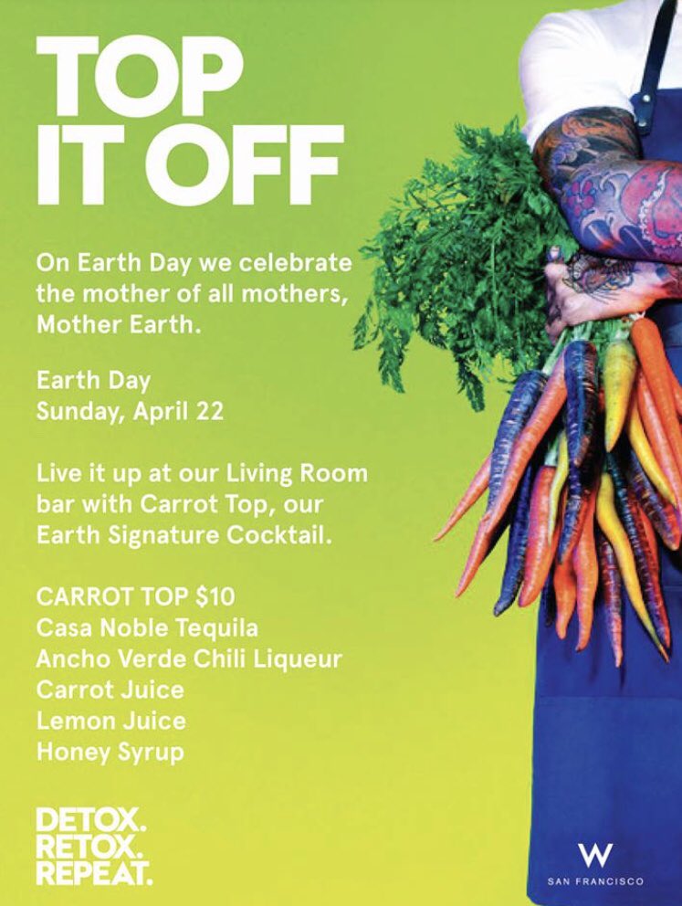 Reza Esmaili (@ananassf) on Twitter photo Celebrate #EarthDay with a <a href="/CCOForganic/">CCOF</a> #Tequila cocktail featuring <a href="/Casa_Noble/">Casa Noble Tequila</a> Blanco, Green Chile liqueur, Carrot, Lemon & Rooftop Honey. “Carrot Top” <a href="/WSanFrancisco/">W San Francisco</a> #MotherEarth Celebrate #EarthDay with a <a href="/CCOForganic/">CCOF</a> #Tequila cocktail featuring <a href="/Casa_Noble/">Casa Noble Tequila</a> Blanco, Green Chile liqueur, Carrot, Lemon & Rooftop Honey. “Carrot Top” <a href="/WSanFrancisco/">W San Francisco</a> #MotherEarth
