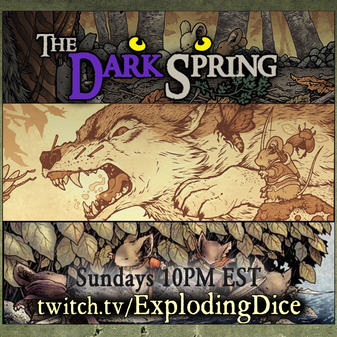 Askren's tweet photo. Tonight, we're back with more #MouseGuard #TheDarkSpring!
The subterfuge rolls on as our Patrol decides their next move against the Weasel army. Can they strike at Rampaul and keep the Ferret population safe?!
https://t.co/wvtQAmpaSG
#DnD #RPG #Twitch https://t.co/hzJ91pSHm7