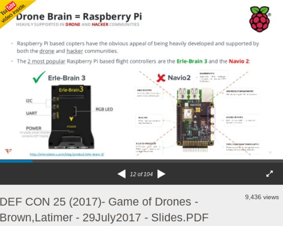 hwingo's tweet photo. "The 2 most popular #RaspberryPi-based #FlightControllers are the #ErieBrain3 & the #Navio2"
https://t.co/AlF7wPYuBW
via @bishopfox
#Defcon25 #droneHacking #drones #UAS #IoTSec #IoT #cybersecurity #pentesting-#quadcopters #GameOfDrones #DroneTech
More: https://t.co/UVQZOZzM70 https://t.co/9unJY72jmz