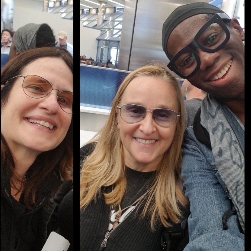 When your flight is a little delayed in los angeles at  #LAX with Actress/Writer/Producer #LindaWallem and her Wife Singer/Songwriter #MelissaEthridge you just laugh and Fan girl out on each other.