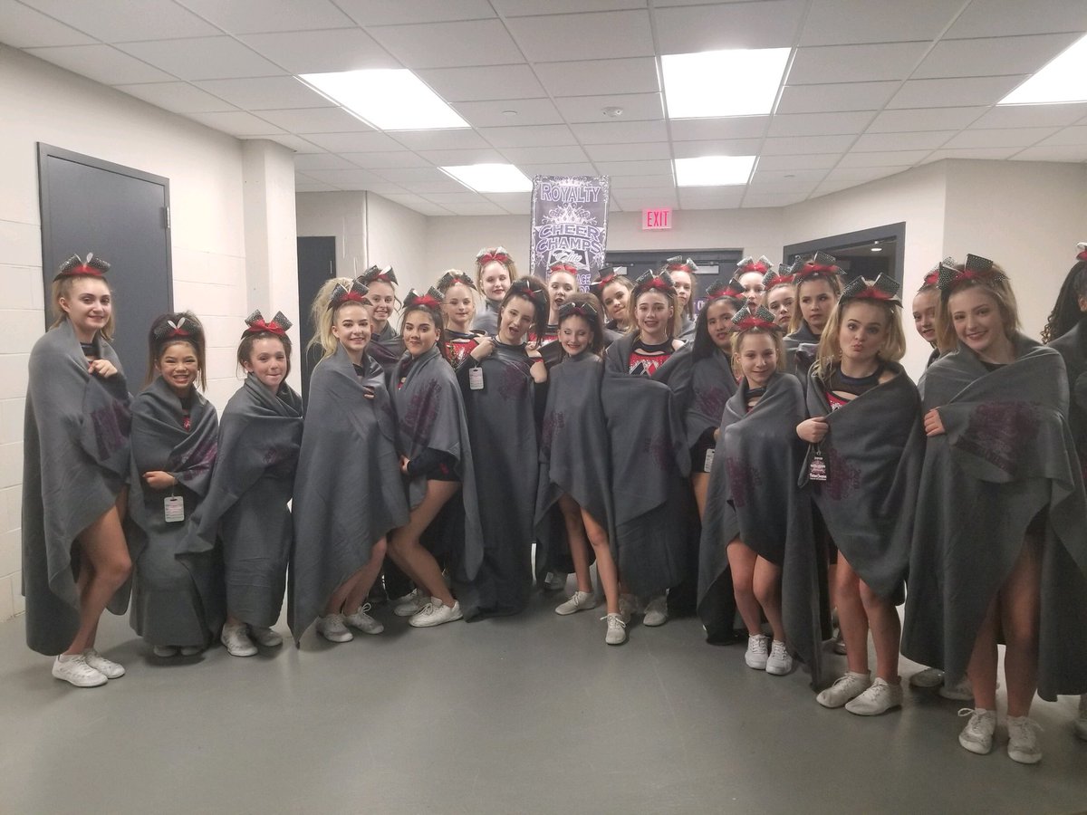 MonmouthCheer's tweet photo. Senior Supremacy took home 1st place today! Congrats ladies! ❤️🖤💙 https://t.co/5zIJeeJQwM