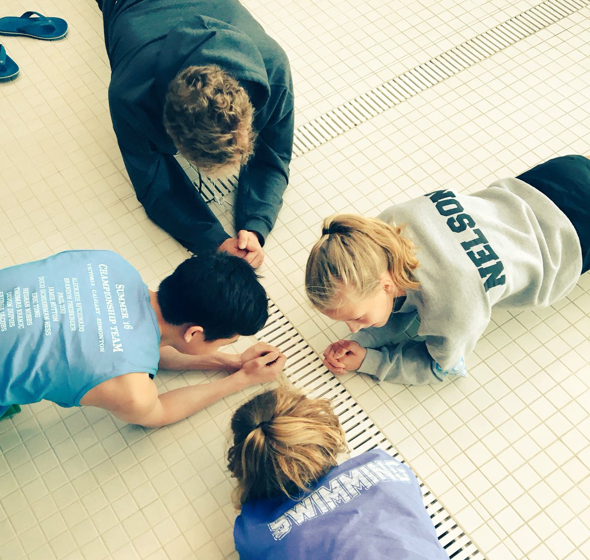WinskillDolphin's tweet photo. Our fantastic four - Calvin Brooke Heidi and JP - are ready to head into our final session of #JDI2018 !! #plankcircle #finals #lastonefastone https://t.co/Wh68kNdjGB