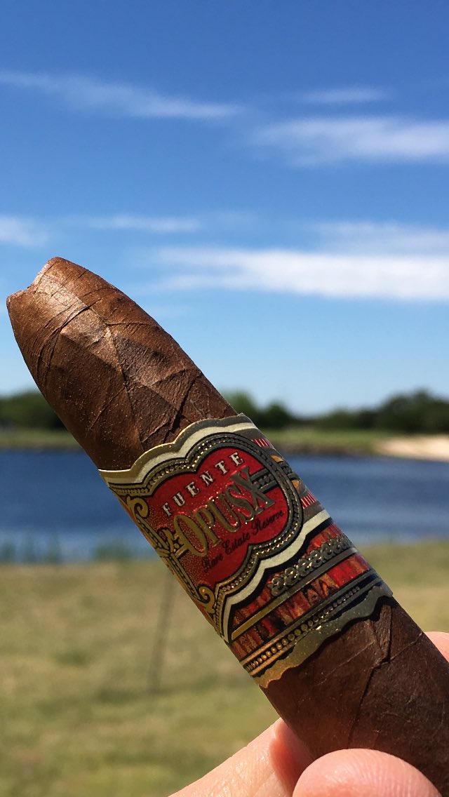 alamoscotchguy's tweet photo. enjoying a Fuente Opus X @ Valero Texas Open today ... https://t.co/6Z9fFz8avO
