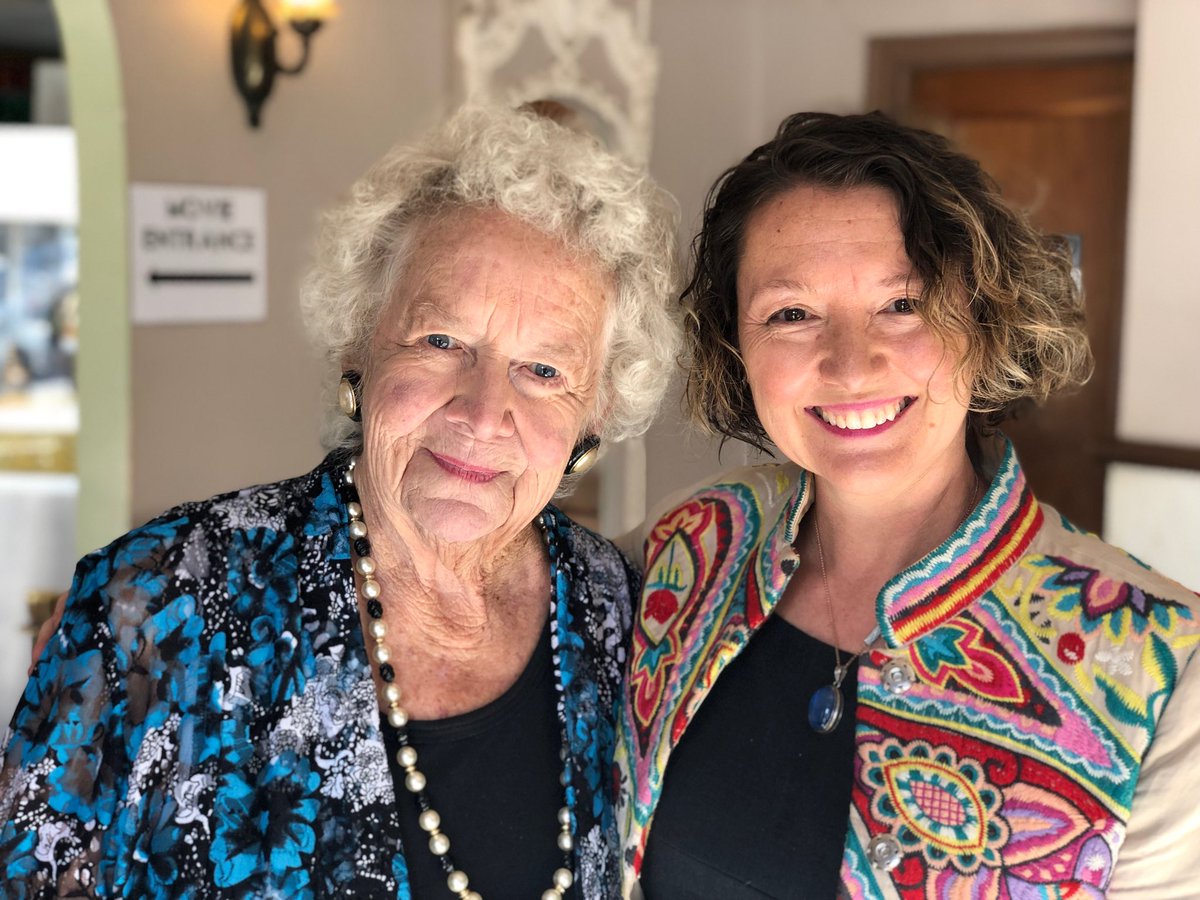 FreeStateFest's tweet photo. The lovely star of The Tree, Joicie Appell with moderator Meg Jamieson at today’s screening at @libertyhall! What a beautiful Sunday afternoon in #LFK! https://t.co/k2dDs2xQPU