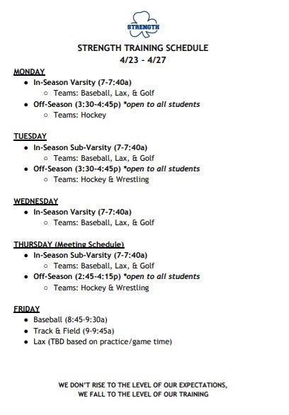 DETCCSTRENGTH's tweet photo. SCHEDULE: 4/23-4/27 https://t.co/oQ2FumXT45