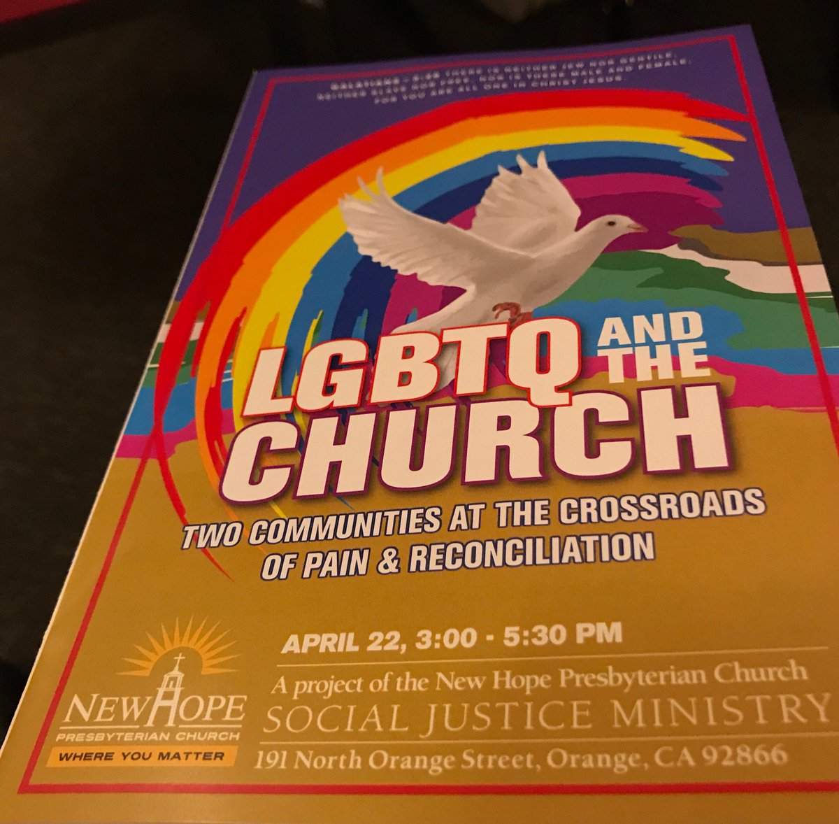 At New Hope Social Justice Ministry program on LGBTQ &amp; the Church. Hats off to Pastor Chineta Goodjoin &amp; her leadership team in creating a welcoming environment to engage in dialogue about these two communities -pain/reconciliation.  Speak up, let love lead.