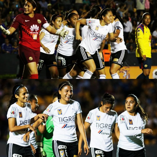 InvictosSomos's tweet photo. Tigres UANL, a la FINAL de la Liga MX Femenil. Supieron manejar la ventaja que obtuvieron en la ida. 2-1 en la vuelta (vaya golazo de Lizbeth Ovalle) y 2-4 global. América se vuelva a quedar en las semifinales. El partido terminó calientito por malas entradas de americanistas. https://t.co/aMTWBeq1Gw