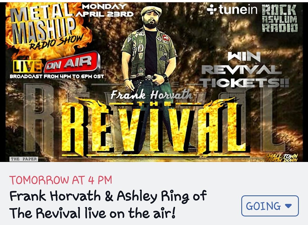 RevivalistParty's tweet photo. Heard of The Revival, but not quite sure what it is? TOMORROW 4pm-6pmCST, listen in to @Themetalmashup1 and get the know how of all things related to The Revival Party 2018 and even get your chance to win FREE tickets!
 just use this sweet link https://t.co/Jzx15vbGx9
#revivalist https://t.co/9sFfDksJQX