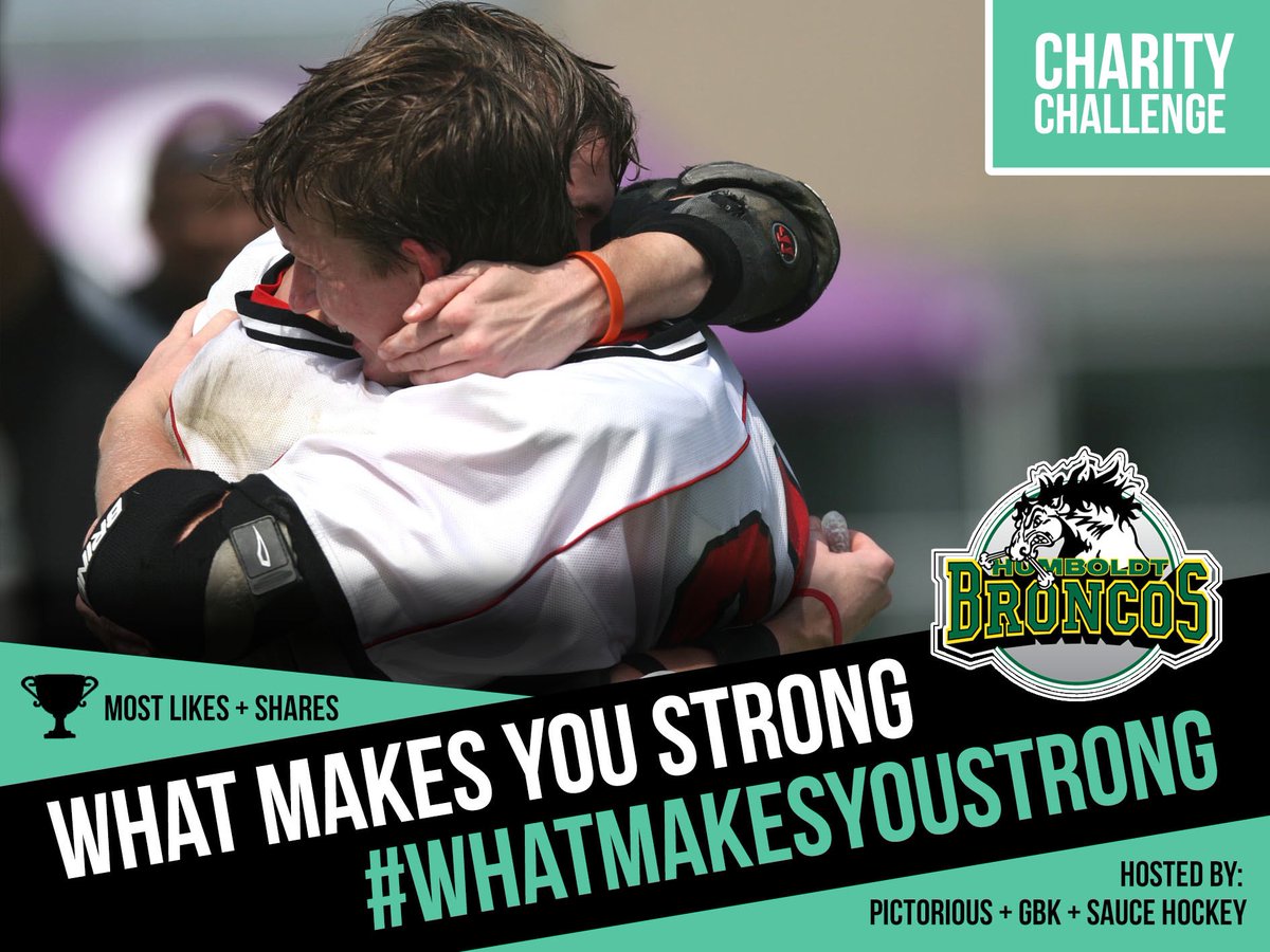 Pictorious's tweet photo. It’s not to late to show your support for #HumboldtStrong! All it takes is a picture of who/what/where makes you strong. 10 entries will receive a @SauceHockey #HumboldtStrong shirt and @Pictorious messenger bag. Download @Pictorious now to make a difference https://t.co/NsisCdo2Uw