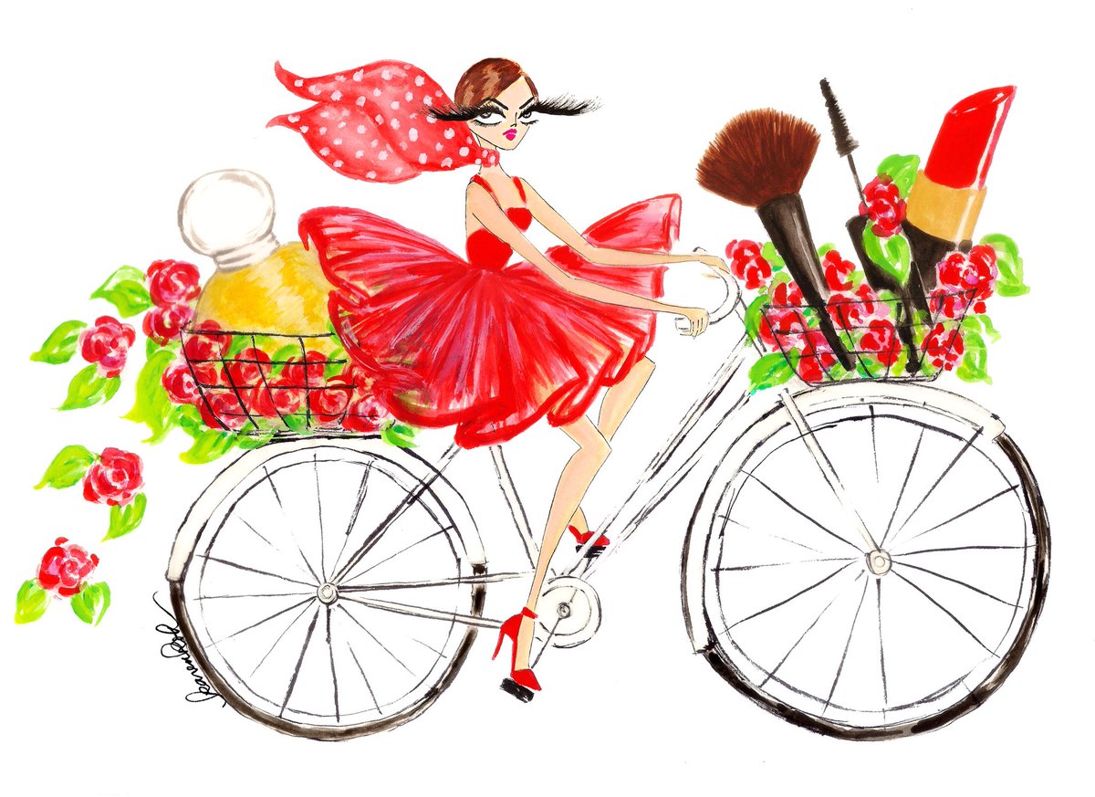 theillustrienne's tweet photo. Cycling is chic, especially on Earth Day🚲💕💗🌸💐🌏 Cruise your way to your local @fenwickstores for a pink beauty bag with this illo on it and all the goodies you need to look extra 🤩 this Spring 🌸 #earthday https://t.co/DNVfTkD2VQ