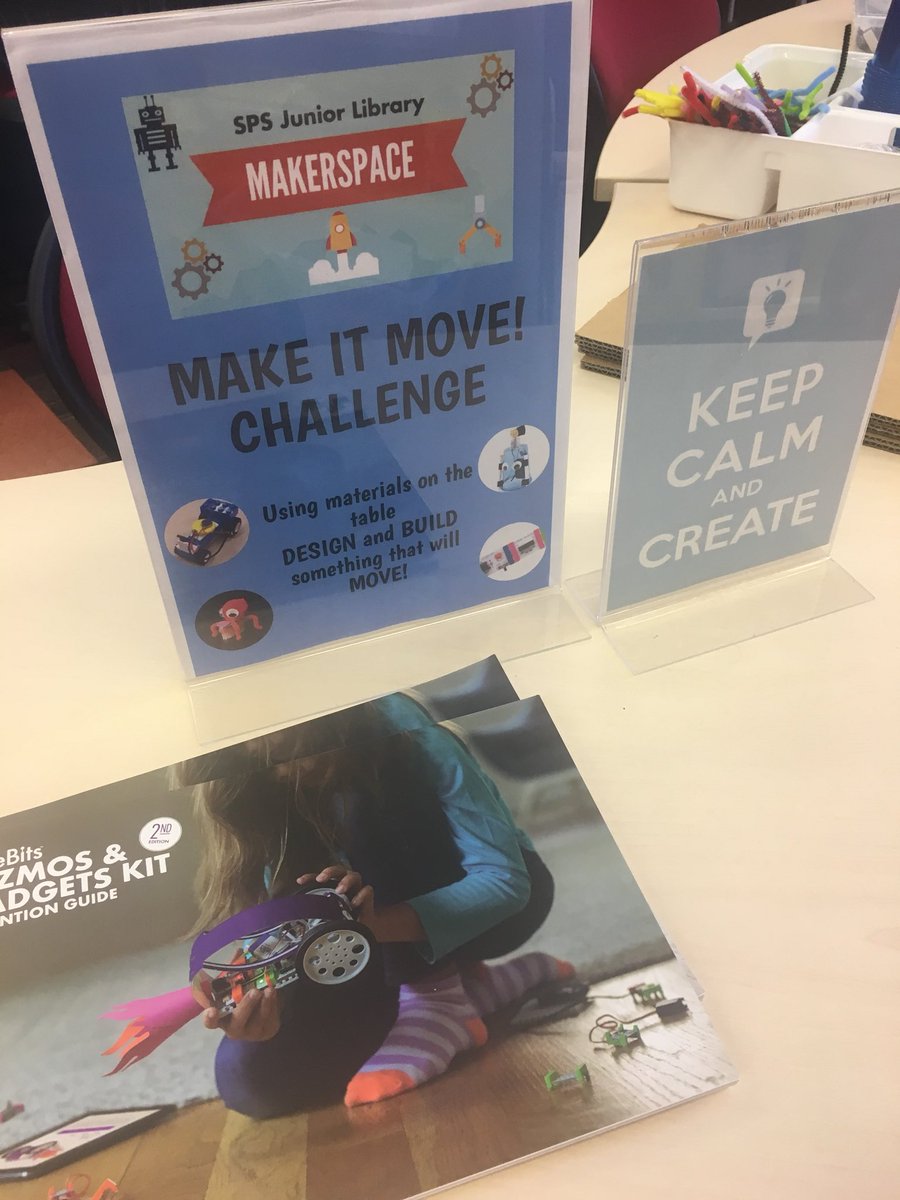 mrutt1's tweet photo. MakerSpace back for Term 2.  Make it Move Challenge.  Before shots ... calm before the lunchtime maker storm! @geisesps https://t.co/ADmzkevT2Q
