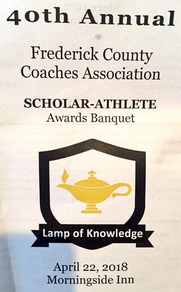 FCPSAthletics's tweet photo. Amazing evening honoring excellence in the classroom, community, &amp; on the field at the 2018 Frederick County Coaches Association Scholar-Athlete Banquet. Congrats to all FCPS student-athletes including the female winner Makenzie Schnur (BHS) &amp; the male winner Kevin Lin (UHS). https://t.co/WDTxTPmLdW