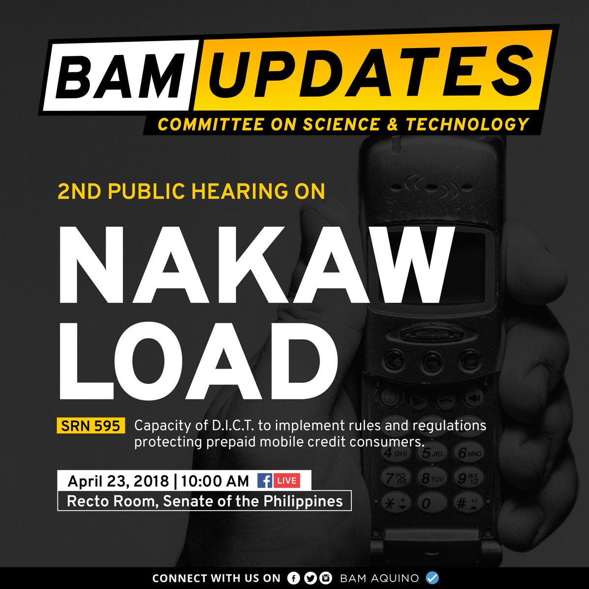 bamaquino's tweet photo. #BamUpdates: The second public hearing on #NakawLoad will be happening later at 10:00AM. Watch our Facebook Live and stay tuned here on Twitter for live updates. Salamat! [TeamBam] https://t.co/X7rrAapkNX