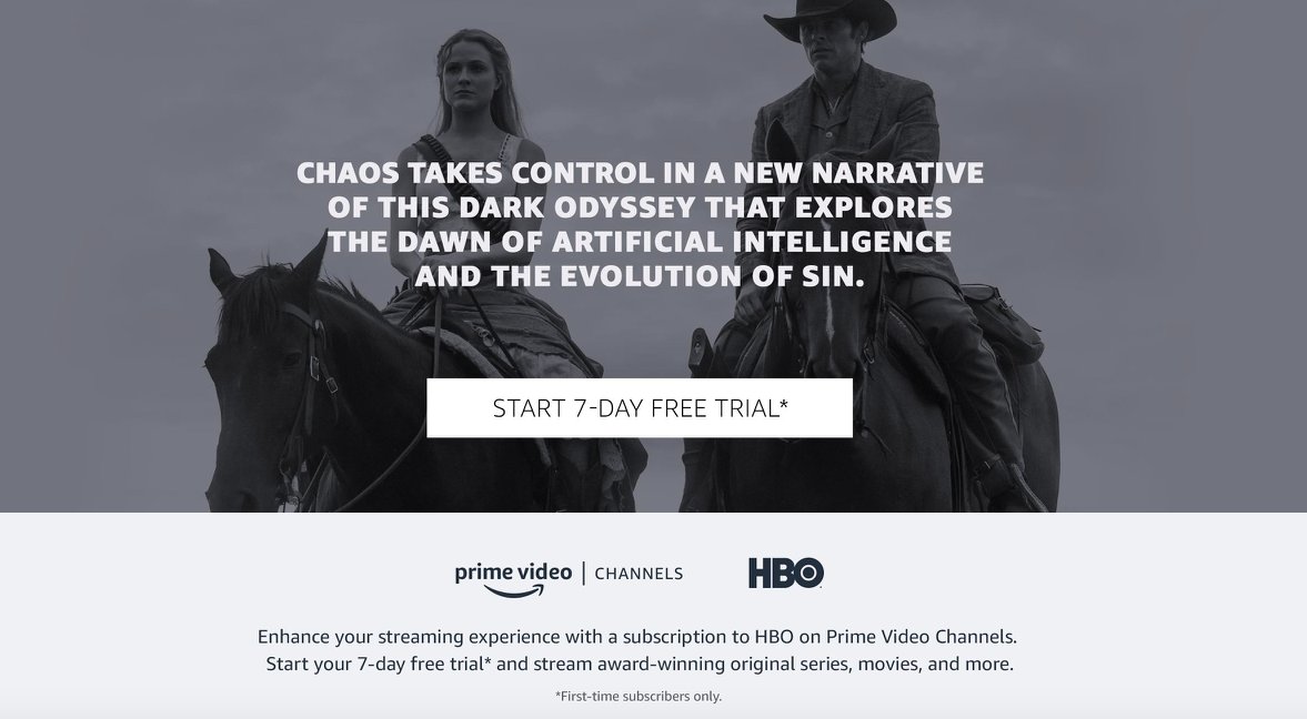 AmazonAtTowson's tweet photo. Seen commercials for @HBO's Westworld? Now you can subscribe to HBO through @PrimeVideo and watch the new season! #ad #PrimeStudentRep https://t.co/7eJY3zEzSy