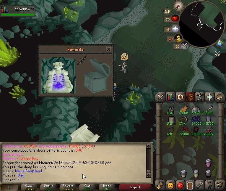 DamageIncRs's tweet photo. Just 4 hours before the start of our PvM Comp with @Vanguard_RS, @SirMosesRS &amp; friends get a Twisted Bow. Congrats! https://t.co/5vkcU6PVm5