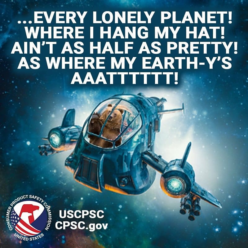 A bear in a spaceship. They're singing, "Every lonely planet! Where I hang my hat! Ain't as half as pretty! As where my earthy's aaaattttt!"