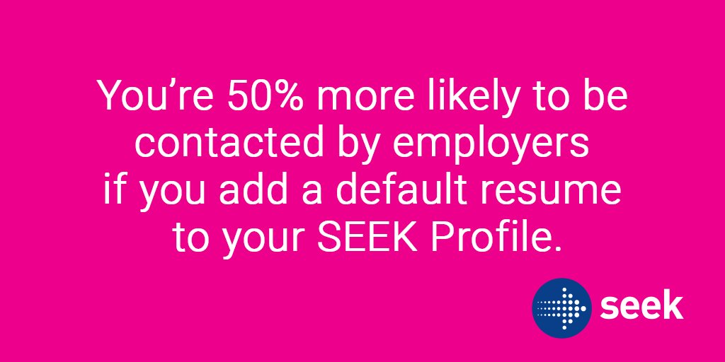 seekjobsnz's tweet photo. SEEK #SITETIP: Have you added a default resume to your SEEK Profile? https://t.co/HObGeDTa0F
