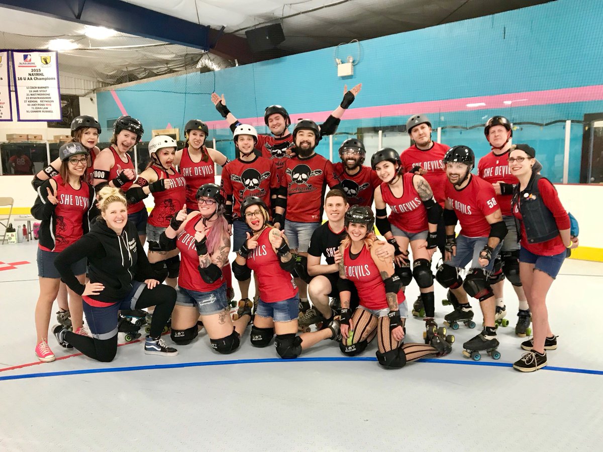 pennjerseyderby's tweet photo. Thanks for having us @BWRollerDerby ! We had a great time. #JortsAwarenessMonth #pjrd #pennjerseyrollerderby #shedevils #hooligans #rollerderby https://t.co/Zp0V8y70Fc