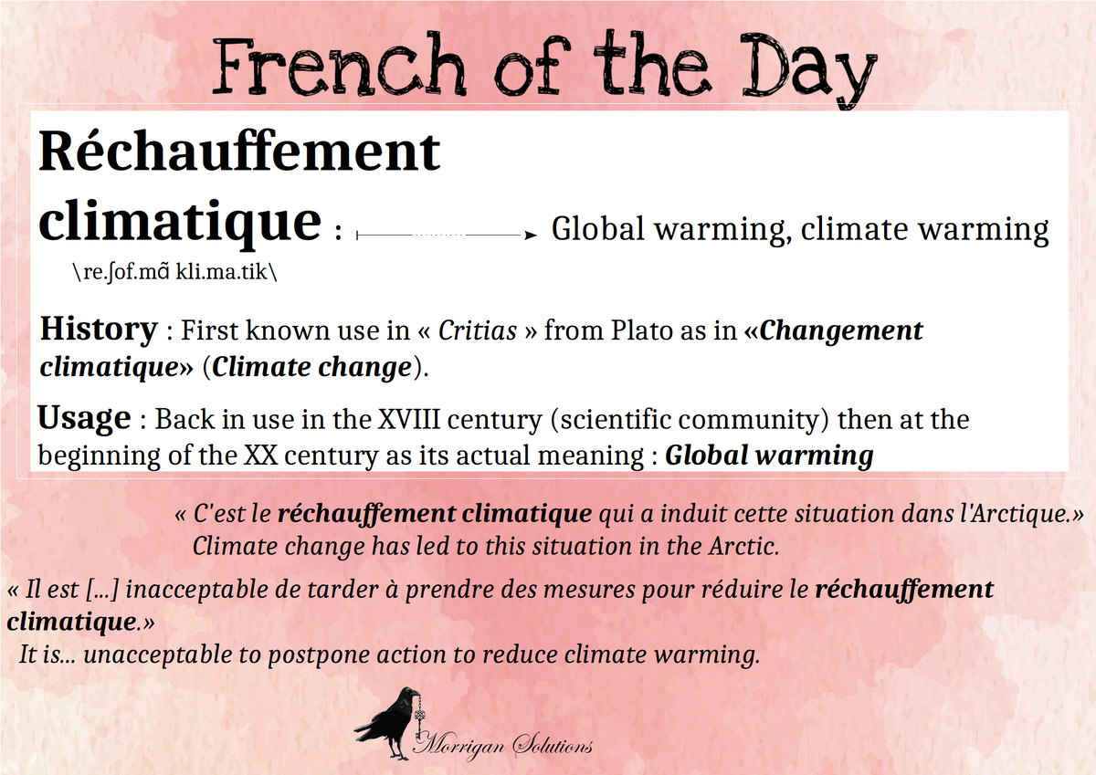 MorriganMoSo's tweet photo. Réchauffement climatique!
Right on point.
#frenchoftheday #frenchwords #learnfrench #motsforts #Tutoring #translation #frenchincanada #EarthDay #GlobalWarming #Réchauffementclimatique #ClimateChange #VirtualAssistants #supermom #SAHM #rightonpoint https://t.co/6kBBiwZ1bc