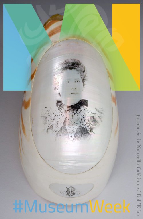 MuseedeNC's tweet photo. Cette belle dame anonyme dont le portrait figure sur un #nautile endémique de la #NouvelleCaledonie était probablement l'épouse du Maréchal des logis Charles Auguste Daenes, qui était en poste en Nouvelle Calédonie dans les années 1895 #MuseumWeek #womenMW #diyMW https://t.co/E7ZWIELobx
