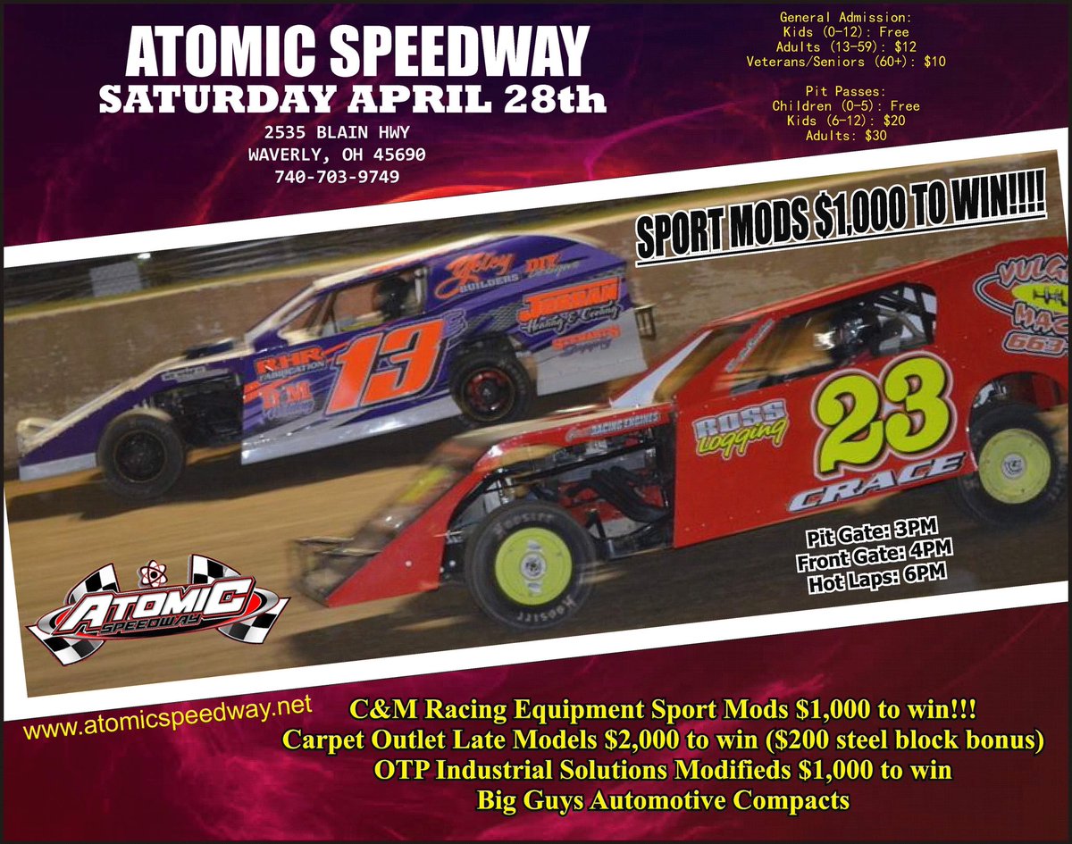 DRIVERS!!! READ Below!⬇️ Free Pit Passes for this weekends races up for grabs! <a href="/21jmont/">Jason Montgomery</a> @21_sdaniels <a href="/stricker_adam/">Adam Stricker</a> <a href="/CoorslightGang/">🙂Mark</a> <a href="/caseboltc9/">Steve Casebolt</a> <a href="/TheOrangeCone/">The Orange Cone</a> <a href="/carrier_jr/">Eddie Carrier Jr</a> <a href="/CarissaLambert_/">Carissa Lambert</a> @Chasef45 <a href="/sword_racing98/">Dustin Sword Racing</a> <a href="/kody_evans4/">.</a> @FaStNaTe10 <a href="/ireyracing_36/">Matt Irey</a> <a href="/Kenny_Wallace/">Kenny Wallace</a>