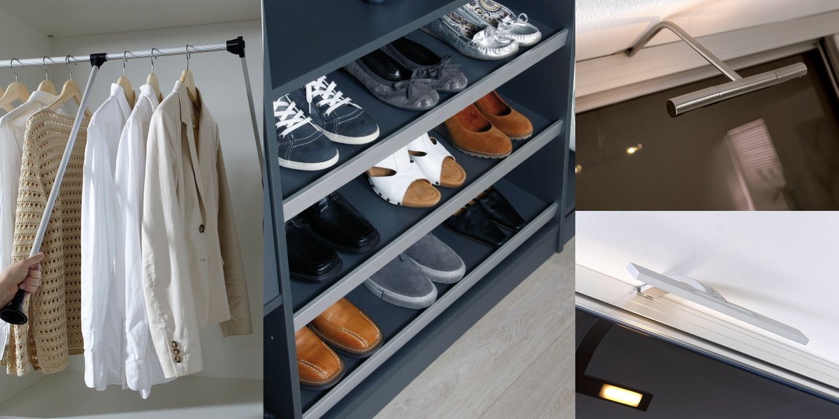 Welke vorm van accessoires mag niet ontbreken aan jouw kledingkast?
1) Garderobelift
2) Schoenenplanken op maat
3) Verlichting