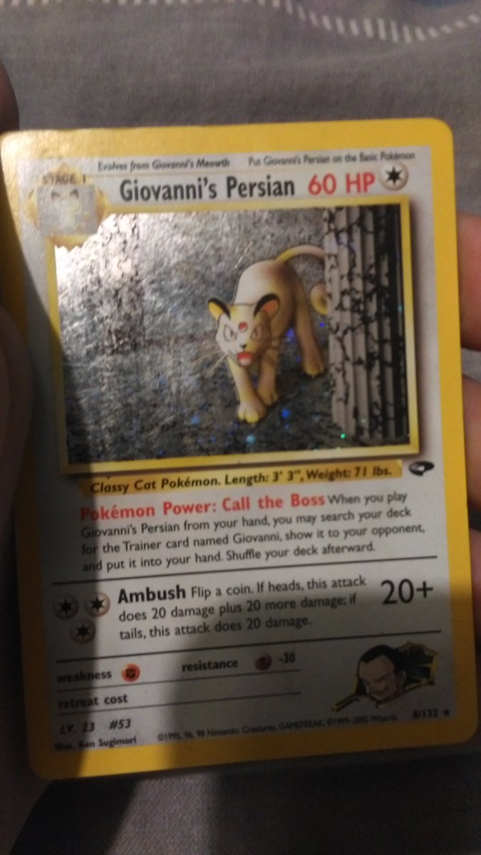 JohtoYacob's tweet photo. Today's #ClassicCard goes to Giovanni's Persian! I love the holo foil on this card! https://t.co/mgX3WiQf9I