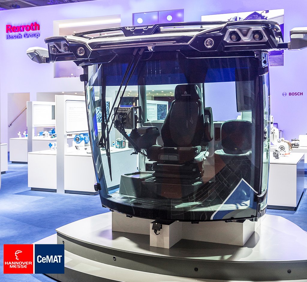RexrothDACH's tweet photo. Sicherheit, Komfort und Design in der Fahrerkabine – erlebt die #SmartCab live auf der #CeMAT in Hannover. https://t.co/LLw6a9rbP7