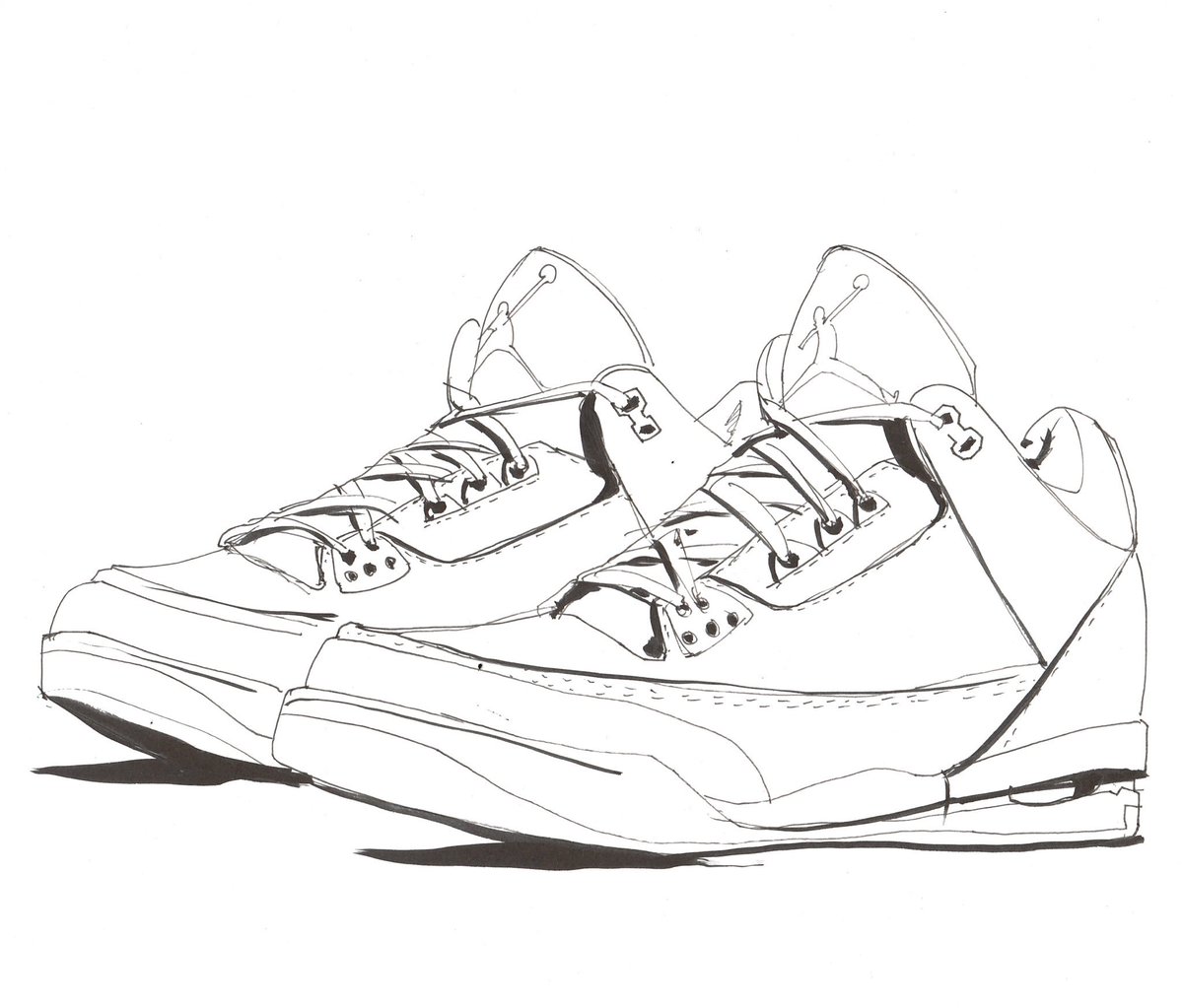 jordan retro 3 drawing