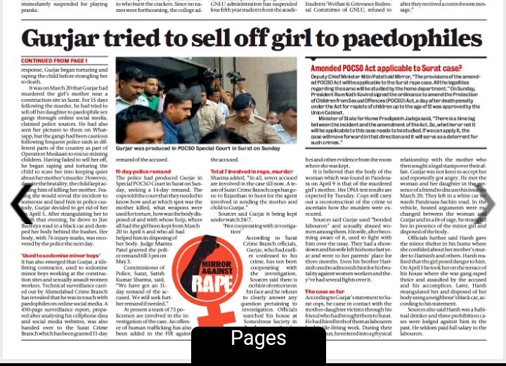 Hirenu1978's tweet photo. Surat rapist-killer got rid of girl after failing to sell her off to paedophile gangs - Ahmedabad Mirror https://t.co/esocr1EHmx via @ahmedabadmirror.@DeepalMirror @CP_SuratCity @GujaratPolice @NikunjMirror @NiyatiMIRROR @LakshmiAjay1 https://t.co/cZzRBFyxf3