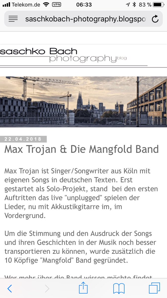 Der Photograf Saschko Bach hat in seinen Blog einen Beitrag zum Live Shooting bei unserem Gig bei Rock am Dom geschrieben. Schaut doch mal rein... 📷⌨️😀

saschkobach-photography.blogspot.de/2018/04/max-tr…