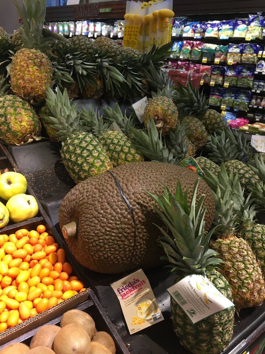 cjstepney's tweet photo. I can’t tell if this is a joke. My basket is just not big enough for this...jackfruit? #dtla https://t.co/LwTPkevQon