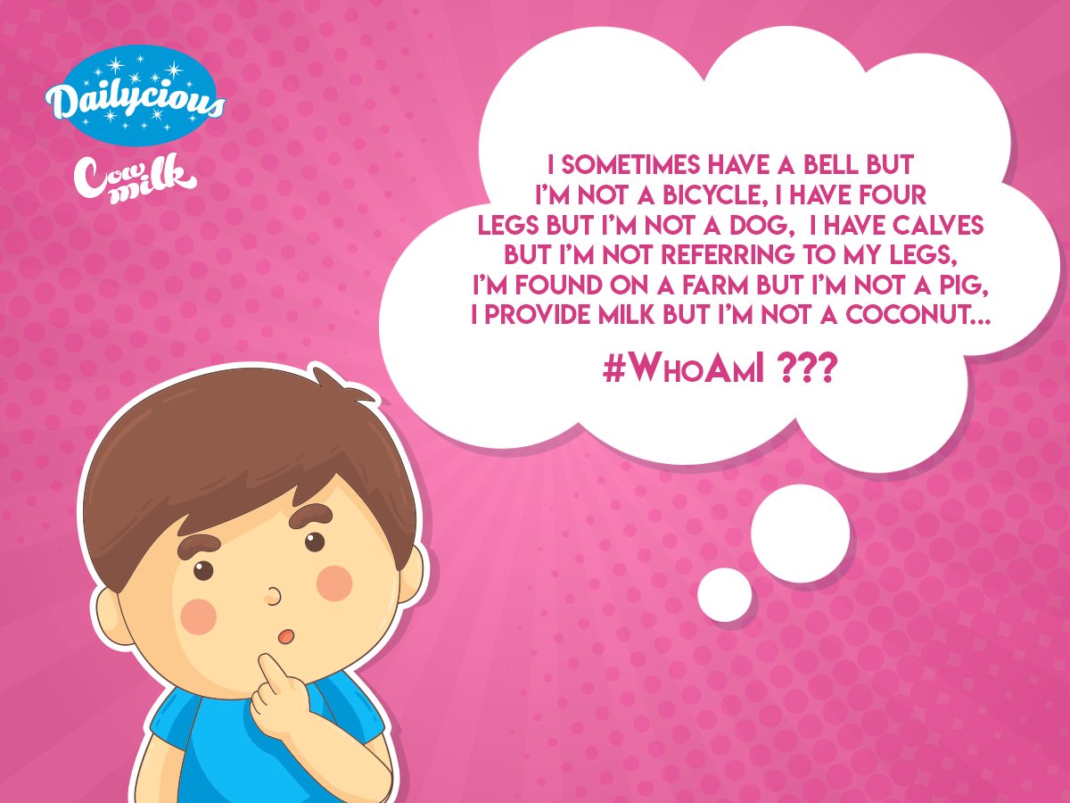 Dailycious_Milk's tweet photo. Can you solve this riddle? #Dailycious #DailyciousMilk #CowMilk https://t.co/GMIZRoiQ2r
