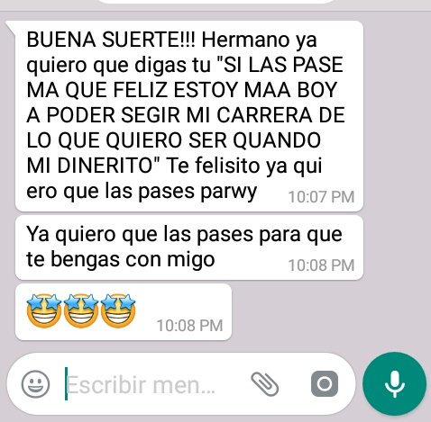Alexis_MF7's tweet photo. Mi hermanita me mandó esto deseándome suerte para mi R😢❤ "te echiso con mi feee de que si las pasas"😢😢 https://t.co/Ug0zVgE2aq