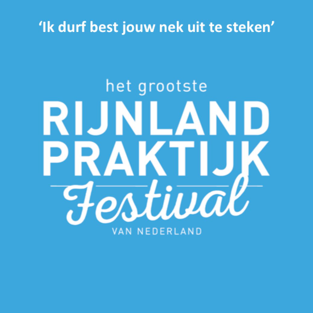 Morgen is het zover: het Rijnland Praktijk Festival in Doorn. Steek je nek uit en zorg dat je erbij bent. Vandaag je laatste kans. …jnlandpraktijkfestivalvannederland.nl