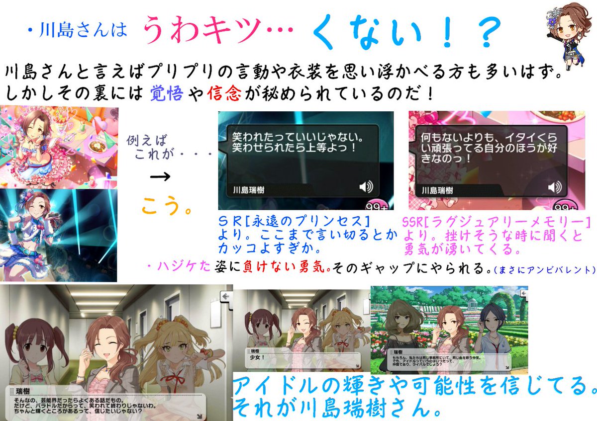 トロピカルおうじ 川島瑞樹のダイマ資料https T Co Nloqhvttjk作りました 自由に使ってください 前へ前へ進み続ける瑞樹さん 28ちゃいもその先も よろしくお願いします ブルナポ最後の48時間一斉投票 川島瑞樹を舞台の主人公に 川島瑞樹は