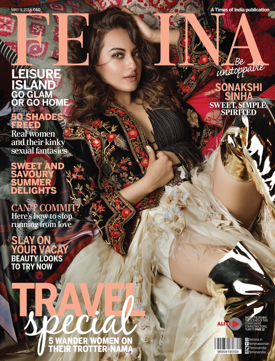 FeminaIndia's tweet photo. Check out slay queen @sonakshisinha on our cover
📷: @Errikos_Andreou; Hair&amp;Makeup: @soninamrata; Stylist: ​@akshitas11; 
​Ensemble: Silk bustier: #BloniAtelier;​ Skirt: #AnamikaKhanna; ​Velvet ​bolero: @rohitbal_; PVC boots: @OfficialTruffle; 
​Silk ​​scarf: ​@ShivanNarresh https://t.co/acdOQpbbhj