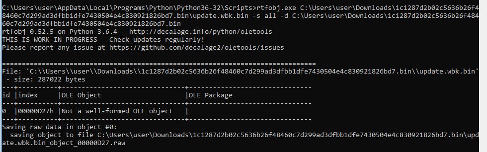 DissectMalware's tweet photo. #docx (external #relationship [type #oleObject]) -> #rtf contains #ole object (#exploit EQNEDT32)

https://t.co/x5nnhKFtR6

rtf: hxxp://i876edw4e5f6tg78hy9tg7r6ftgiy8.erlivia.ltd/update.wbk

@decalage2 please check the rtf, manually extracted ole is fine. https://t.co/bAPrPeULiW