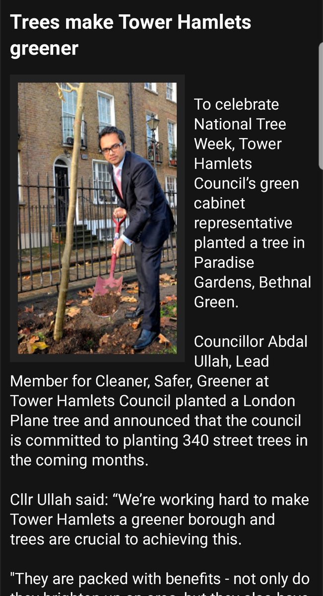 AbdalUllah's tweet photo. As a former Cabinet member for Safer, Cleaner & Greener.
We planted 340 trees across @TowerHamletsNow . Helping to make #TowerHamlets greener. #cleanAir #MoreTrees #CleanLondon #Wapping #goGreen #weareWapping https://t.co/9UUMXhRflz