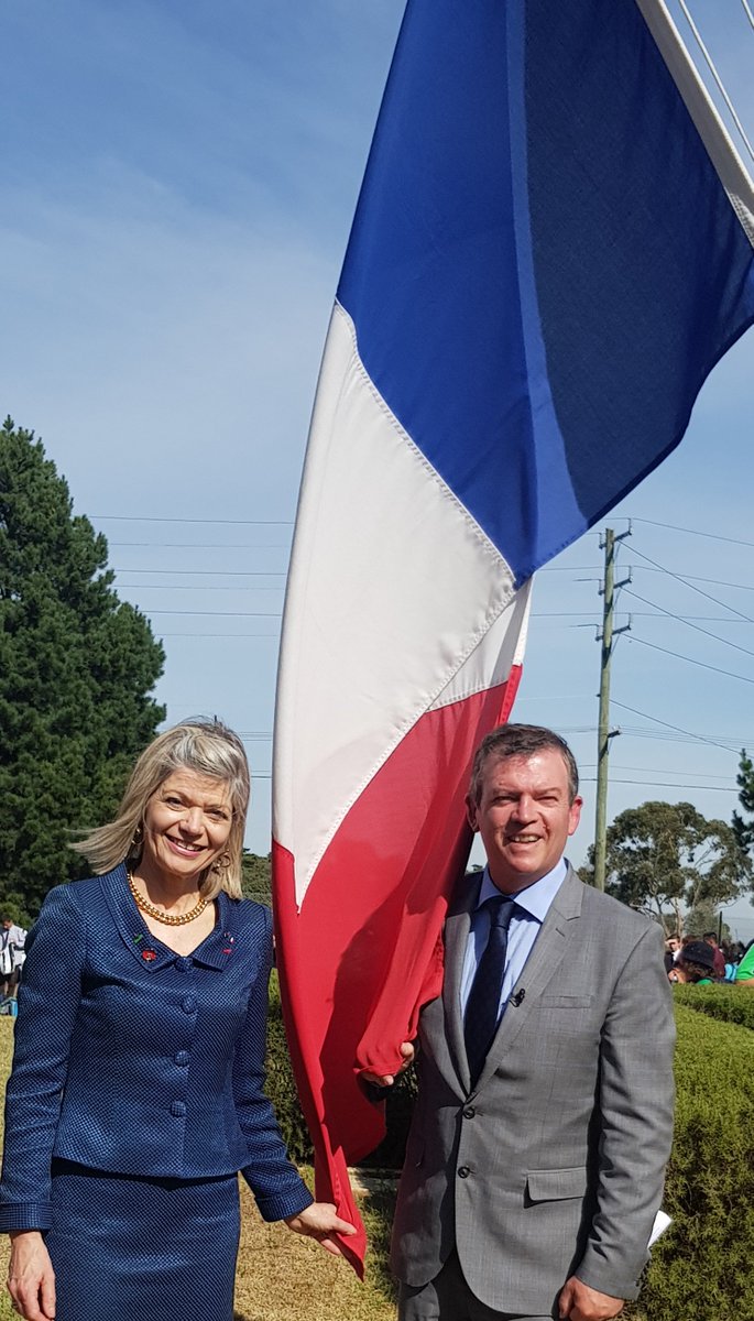 Frank_McGuire's tweet photo. Aust'n victories in France proved decisive in WWI. Donations from Vic. students rebuild the school at Villers-Bretonneux. Every blackboard has the inscription: “Let us never forget Australia,” says French Govt. representative Myriam Boisbouvier-Wylie. #4CSSB @co4cssb @rsm_4cssb https://t.co/e7yZxNNzWr