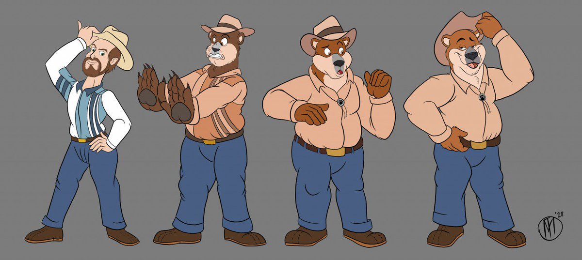hunter_grizz's tweet photo. I know is a bit early for #TFTuesday but I can't help myself! Here is my first TF art of my handsome grizzly bear self done by a very talented artist @MBTCommissions. Of course there is weight gain and age progressing which I love! ^^ #cowboy #grizzlybear #transformation https://t.co/a53tXR6kAO