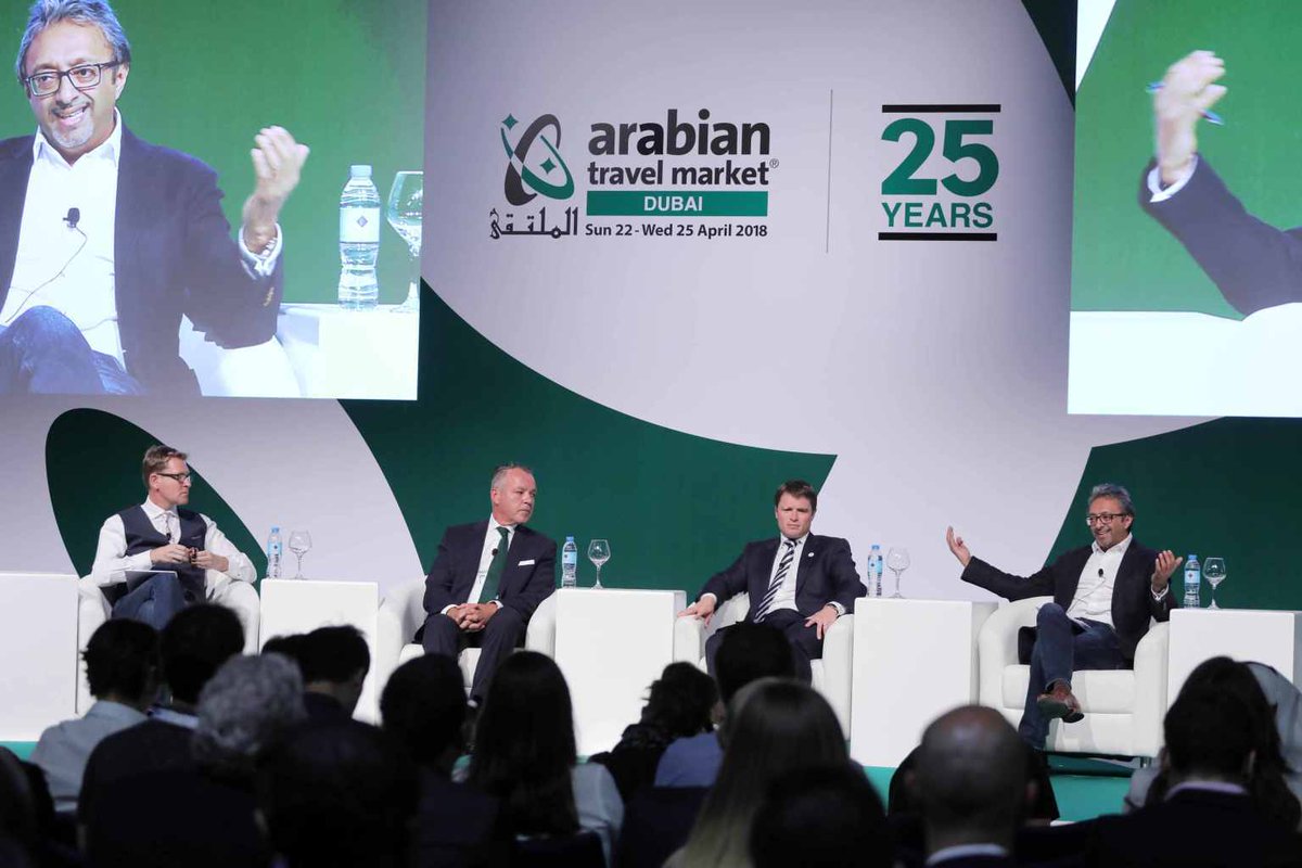 richardradiodxb's tweet photo. 6 minutes from DXB to DWC airport? These 3 guys say it might be possible: Christoph Mueller of @emirates, Michael Ibbetson of @DubaiAirports and @HarjDhaliwal of @HyperloopOne. Had great fun moderating this panel! #ATM18 #Hyperloop https://t.co/jYND1w8vXU